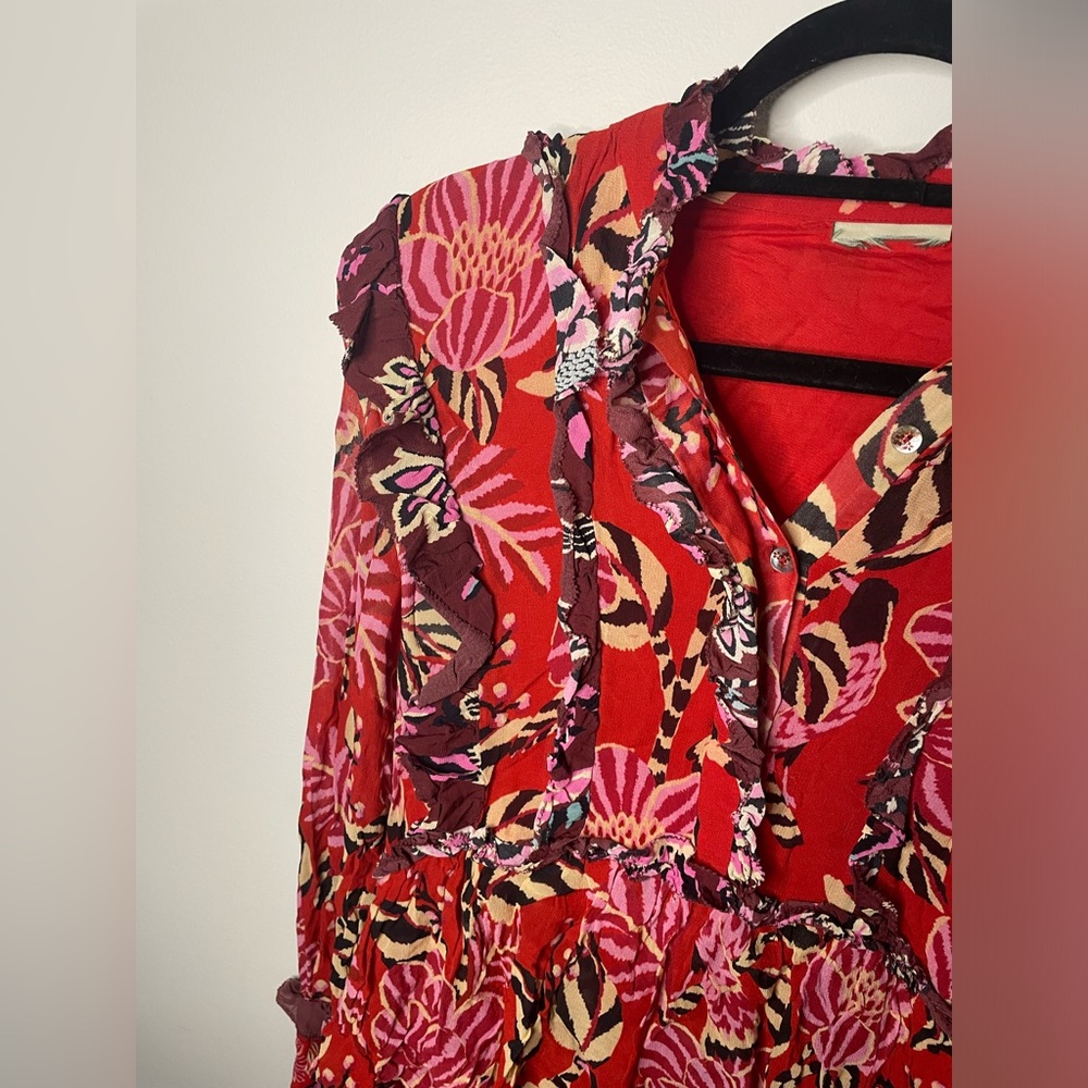 NWT Farm Rio Rio Ruffled Tiered Mini Dress Vibrant Tropical - Picture 7 of 13